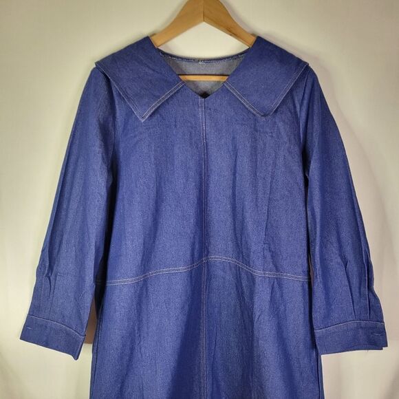 Vintage Heavyweight Deep Blue Denim Dress - Picture 2 of 16